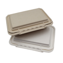 Sugarcane Bagasse Clam Shell Food Containers 1 Compartment Lunch Box With Lid